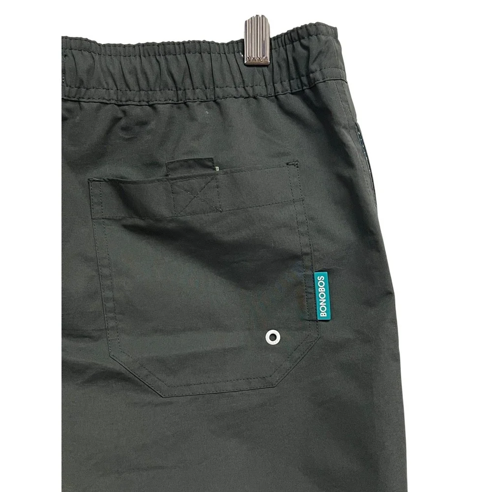 Bonobos Swim Trunks Mens Small Gray Elastic Waist Drawstring Mesh Liner Pockets